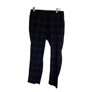 J Jill Pants Sz 8 Premium Bi-Stretch Plaid Gray Blue Pink Dark Academia Preppy